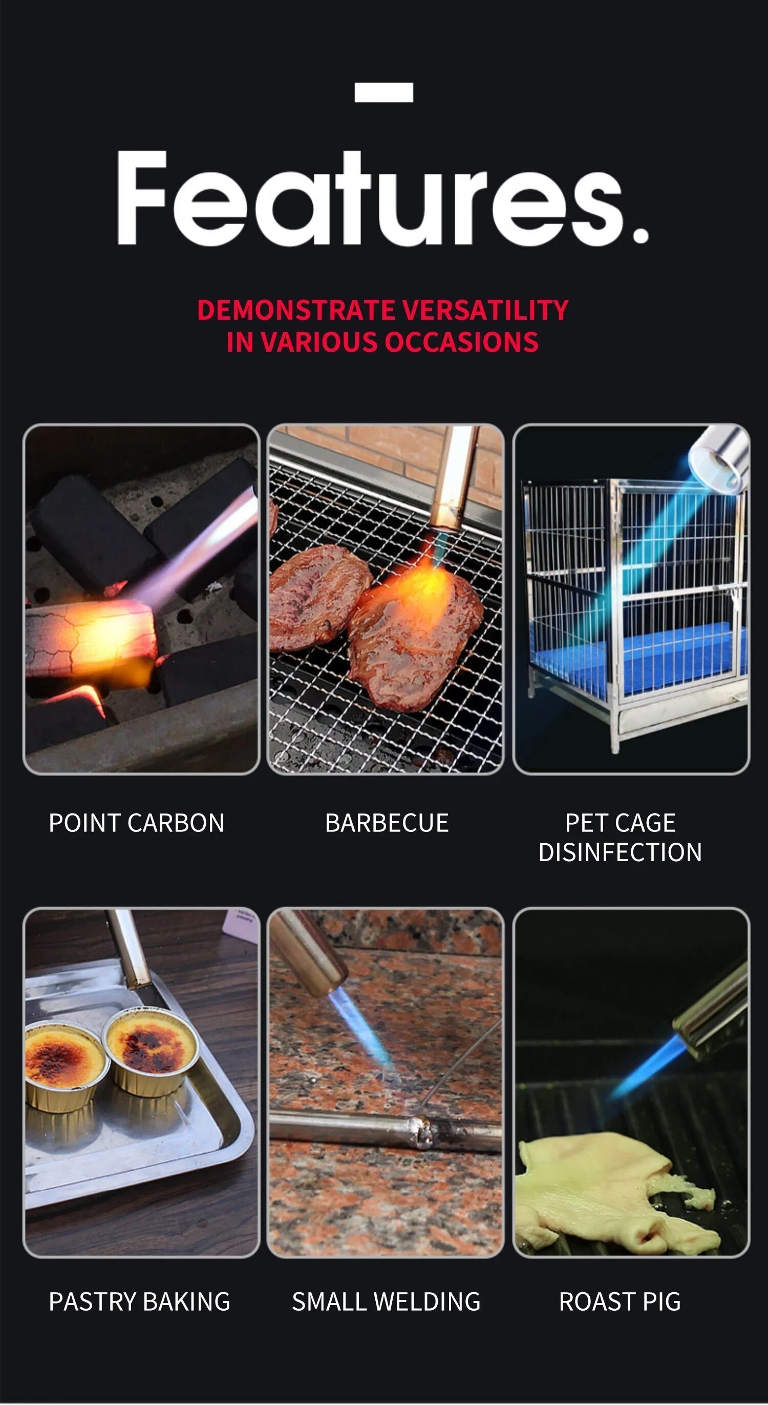 Réchaud portable en métal argenté, flamme visible