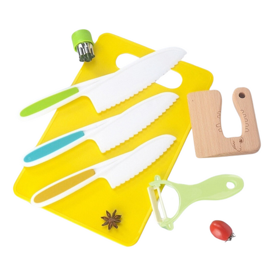 Set de couteaux de cuisine colorés vus de face