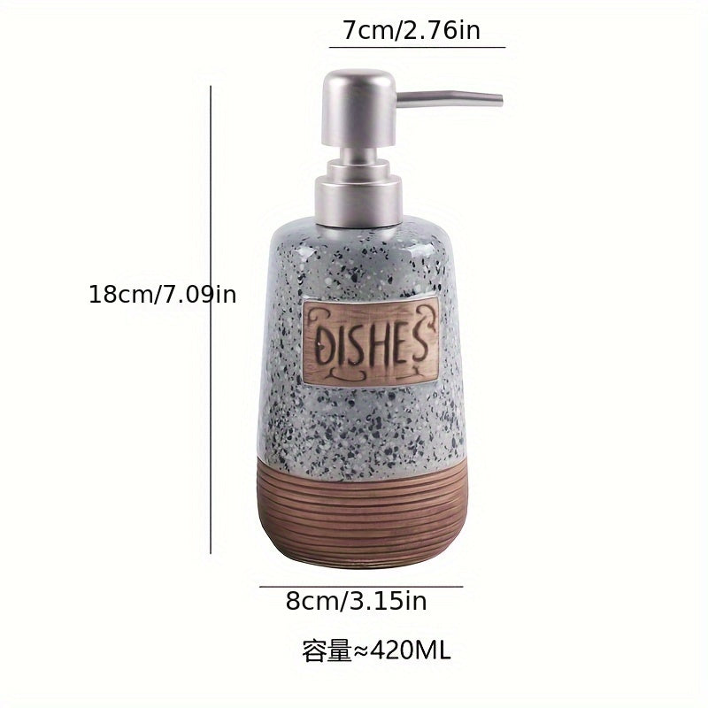Vue de côté du distributeur montrant le design terrazzo