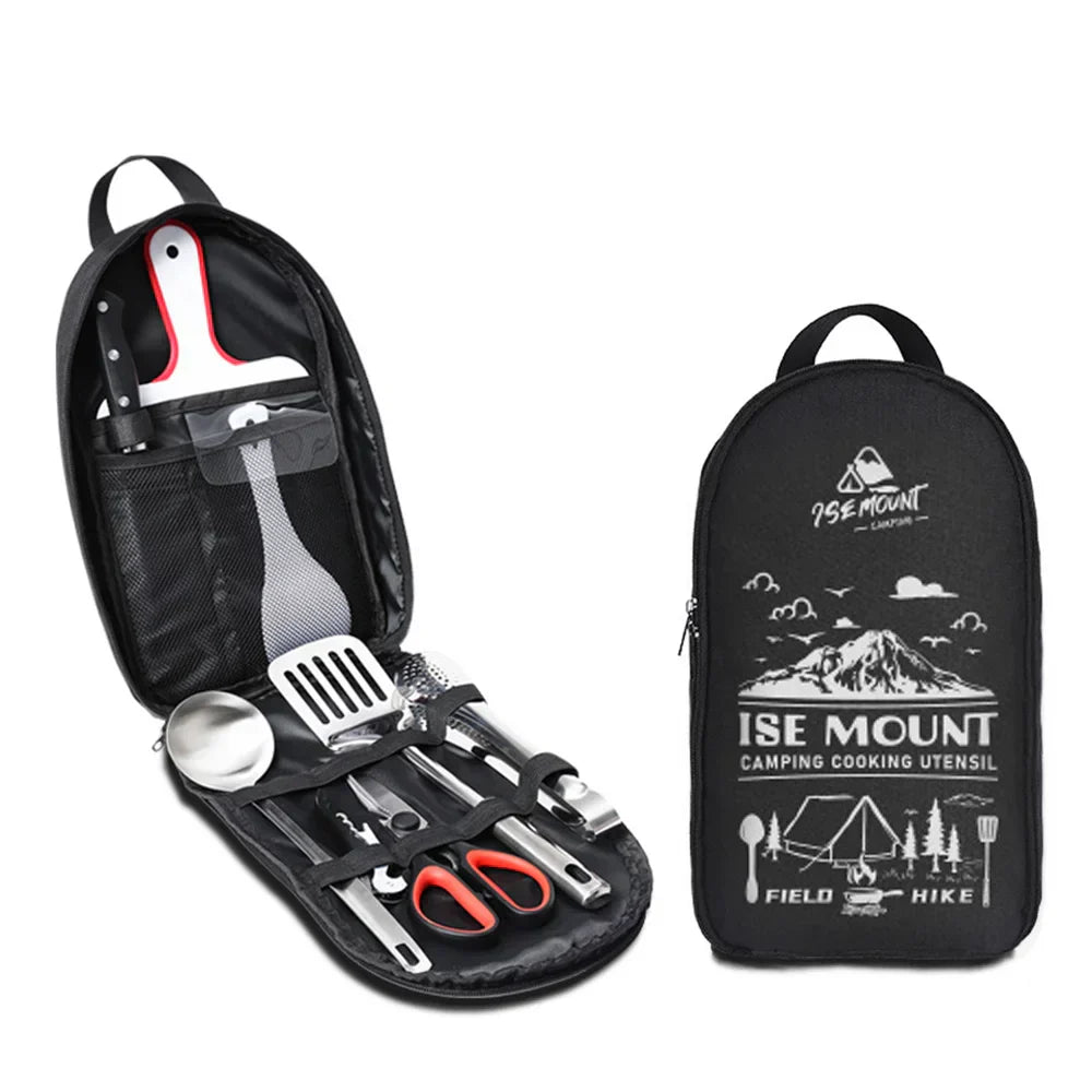 Ensemble d'ustensiles de cuisine en inox pour camping