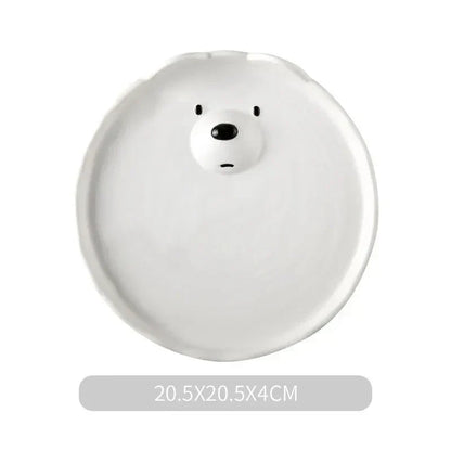 Vue de face d'une assiette ours polaire en céramique