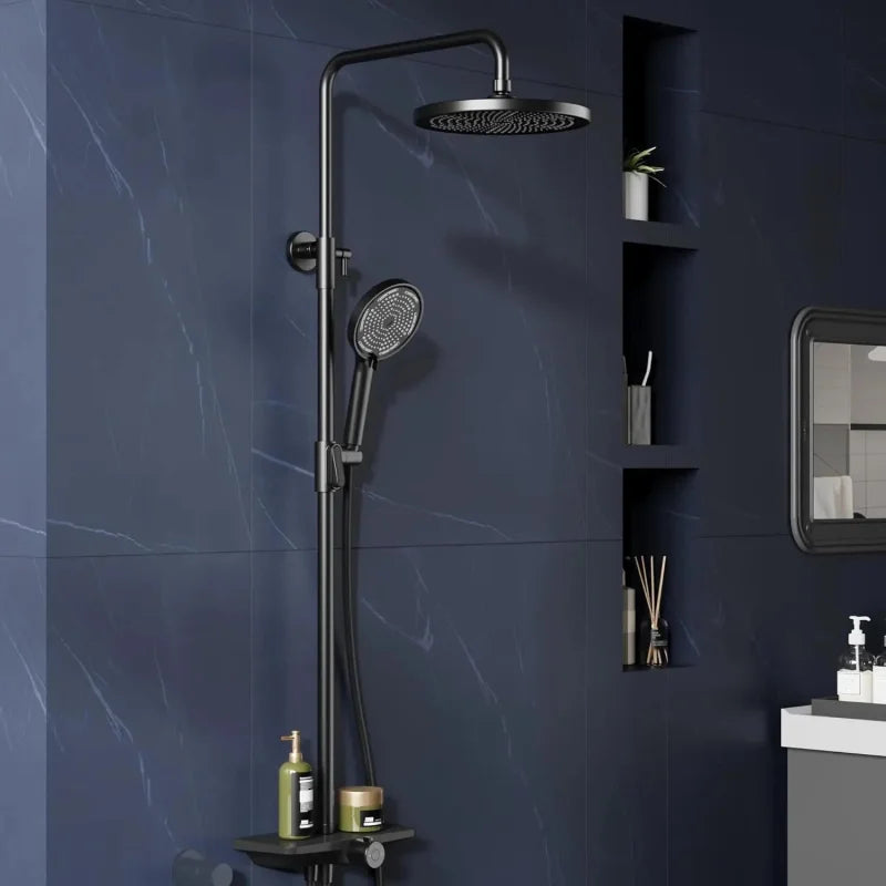 Colonne de douche montrant les deux sorties d'eau