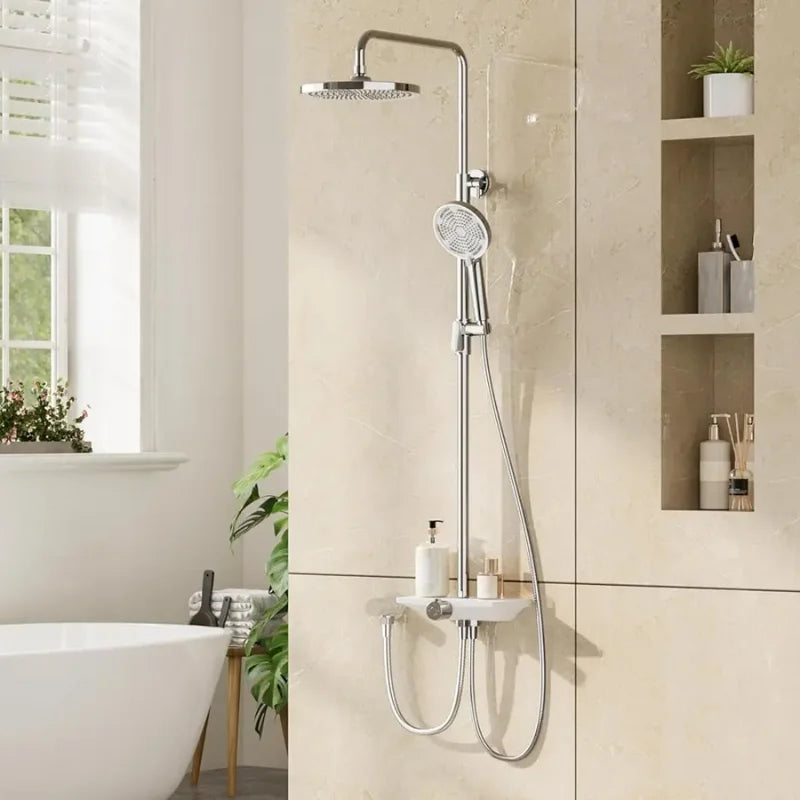 Colonne de douche argentée avec accessoires inclus