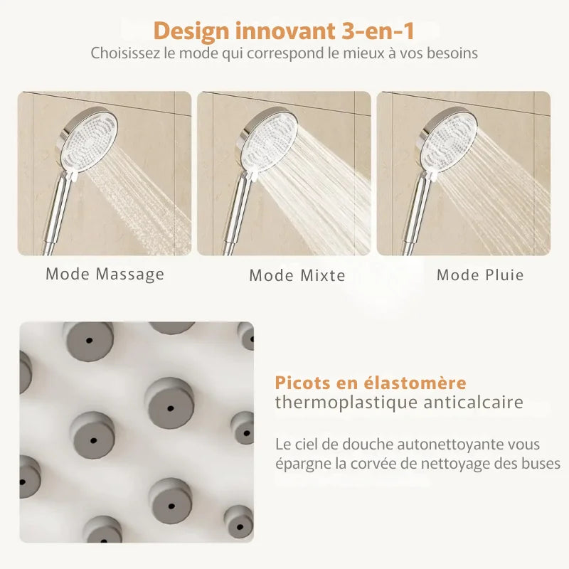 Vue latérale de la colonne de douche installée