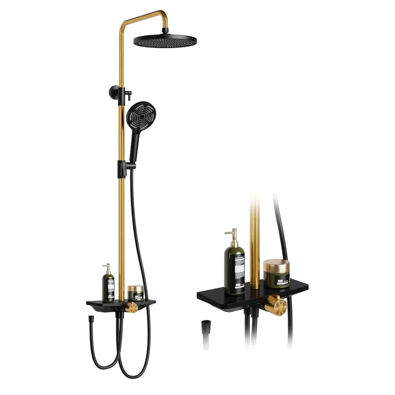 Colonne de douche dorée avec finitions élégantes