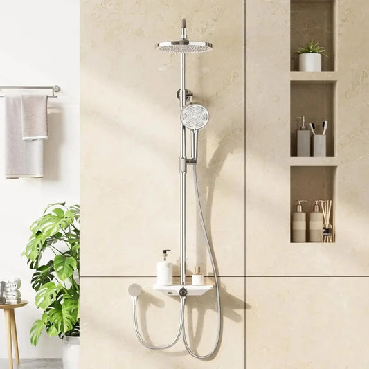Vue complète de la colonne de douche installée
