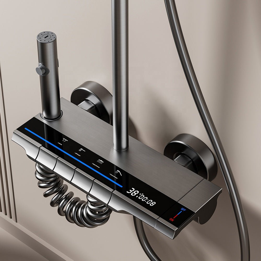 Sélecteurs de fonctions sur la colonne de douche