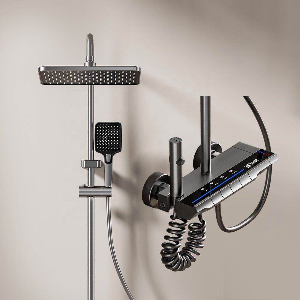 Barre réglable en hauteur sur la colonne de douche