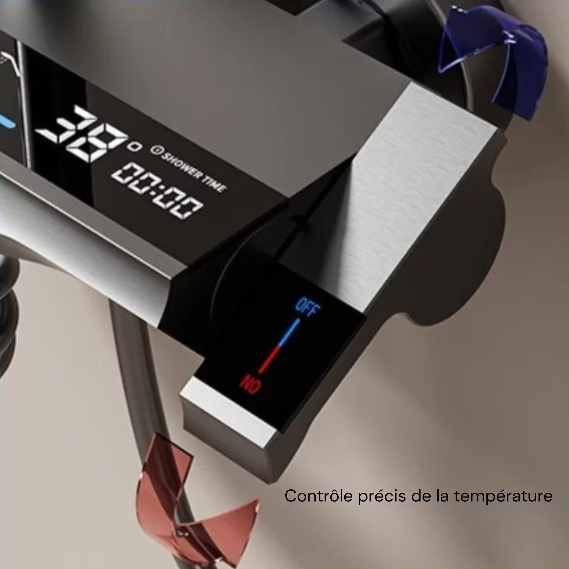 Vue rapprochée de la douchette et des buses en silicone