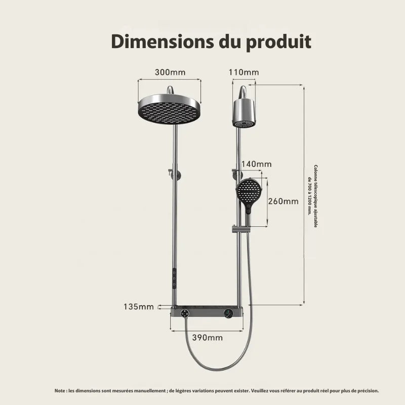 Détail des pommeaux de douche, design élégant
