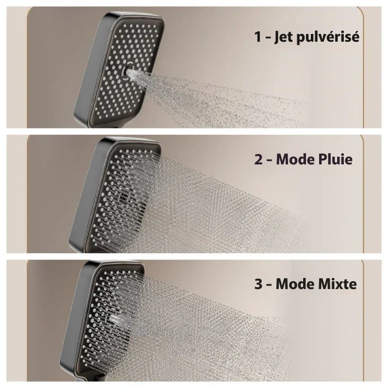 Colonne de douche blanche installée dans une salle de bain moderne