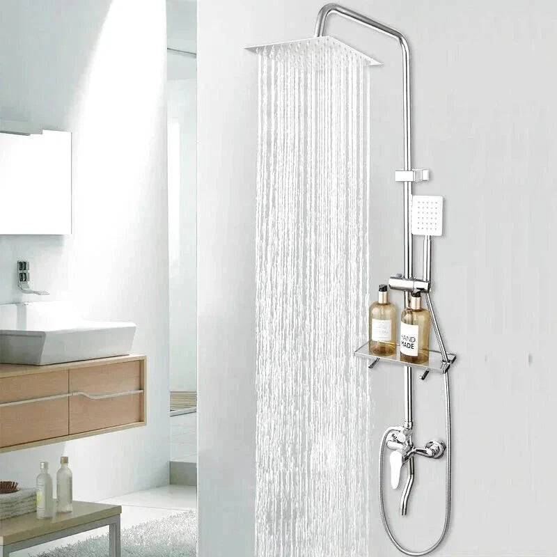 Système de douche avec rangement intégré et nettoyage facile