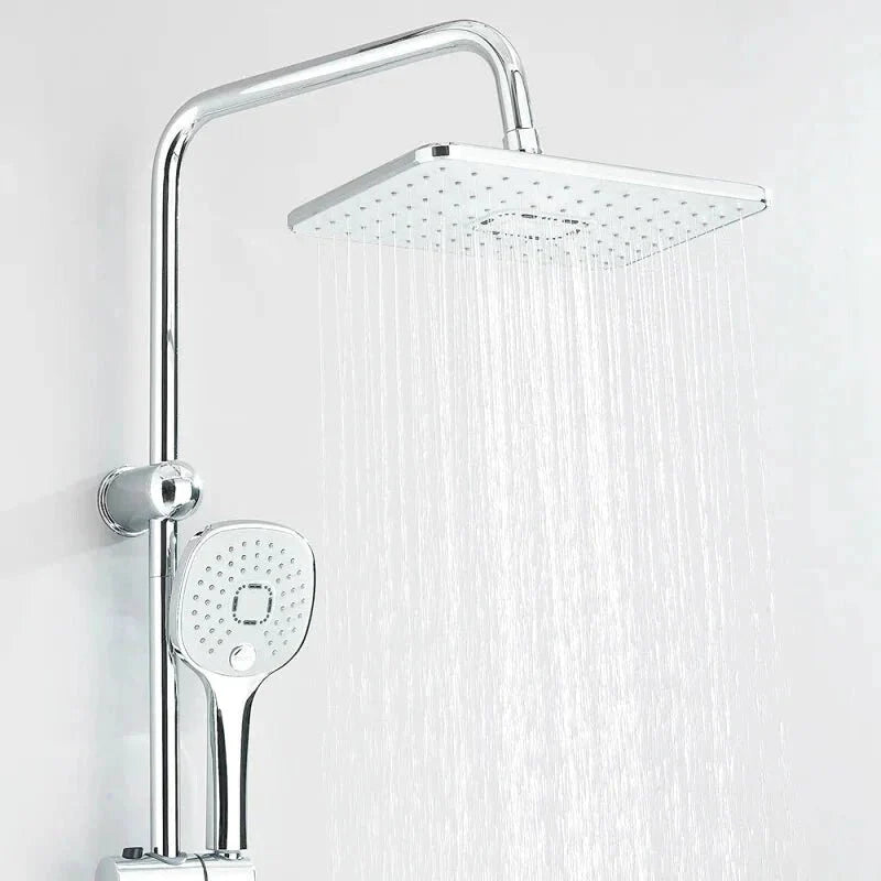Colonne de douche chromée avec pommeau ajustable