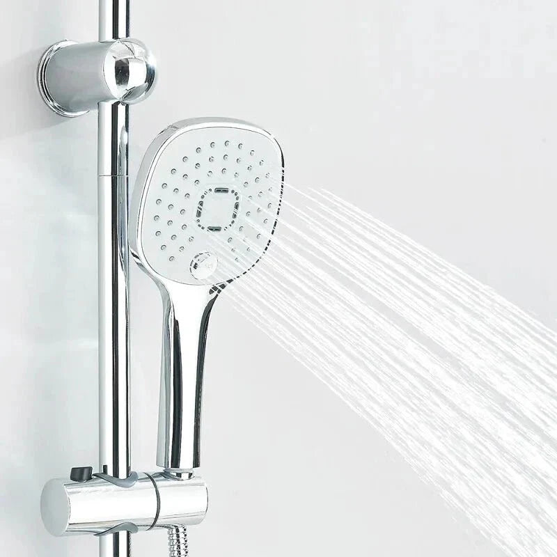 Système de douche montrant le mécanisme anti-calcaire