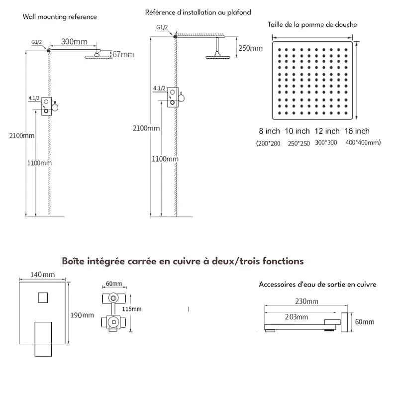 Zoom sur le système de fixation de la colonne de douche chromée