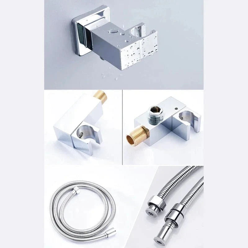 Colonne de douche installée, mettant en valeur sa brillance et sa durabilité