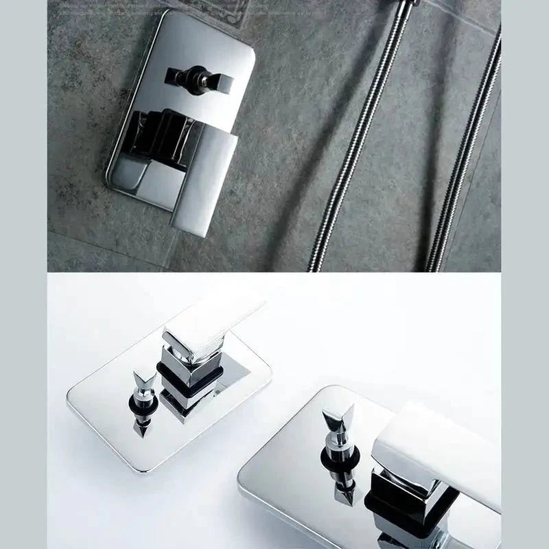 Colonne de douche installée dans une salle de bain contemporaine