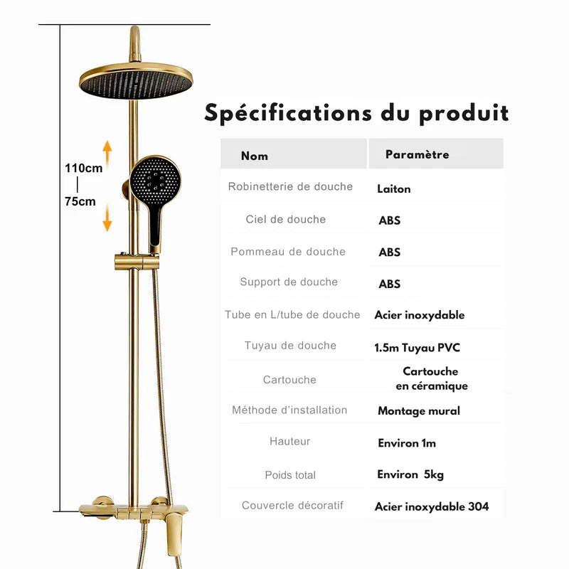 Colonne de Douche en Laiton colonne douche laiton dore présentation du produit vue 33