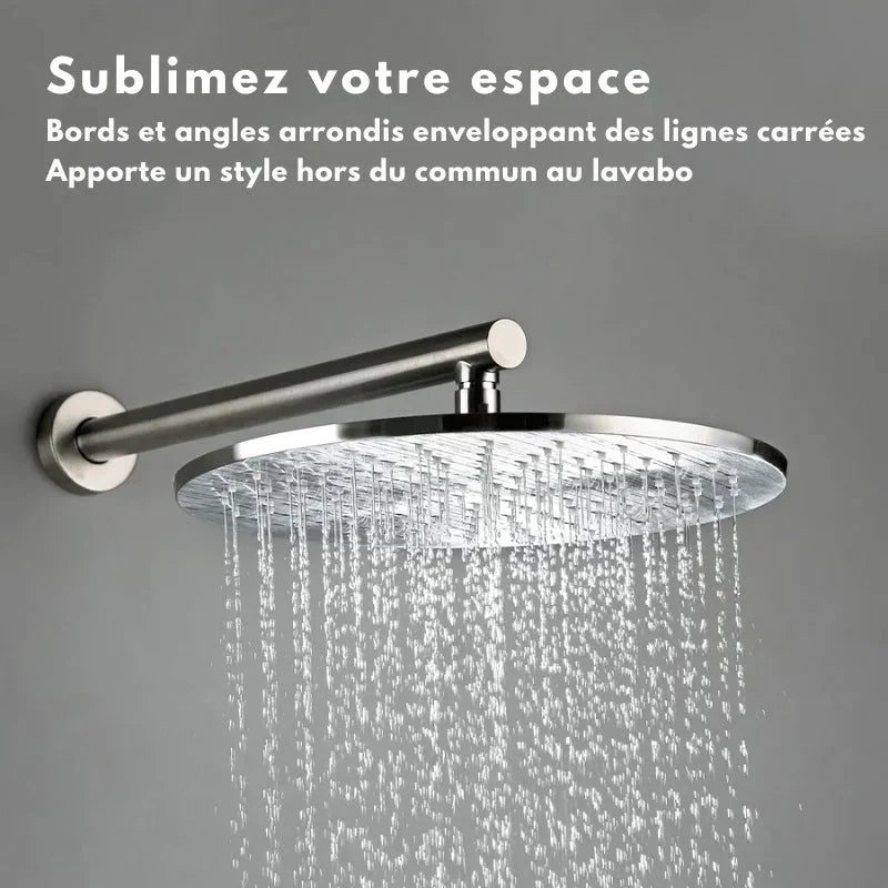 Colonne de douche encastrable en chrome avec pommeau moderne