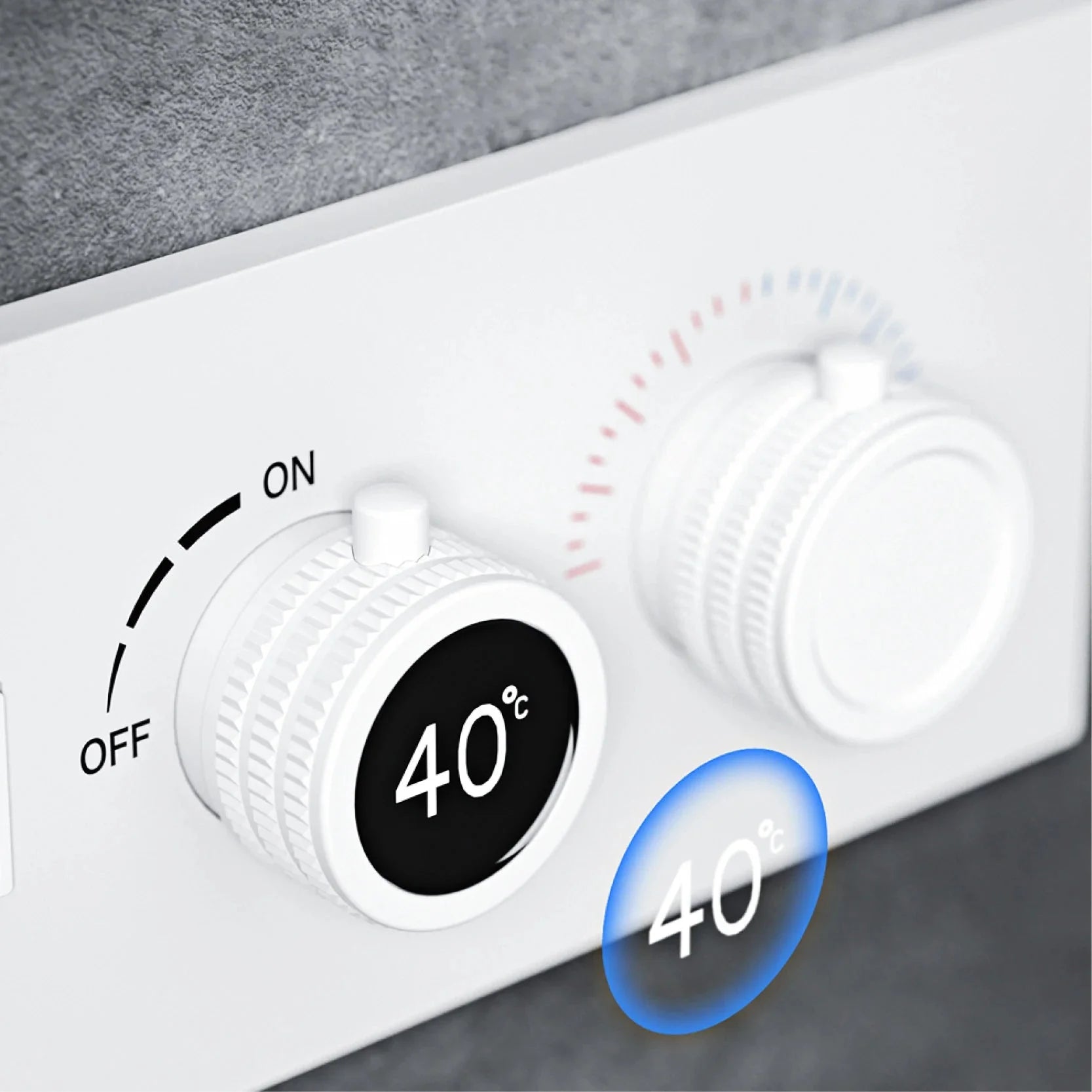 Gros plan sur la pomme de douche avec fonction pluie et cascade