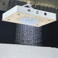 Vue latérale d'une tête de douche encastrée avec éclairage LED