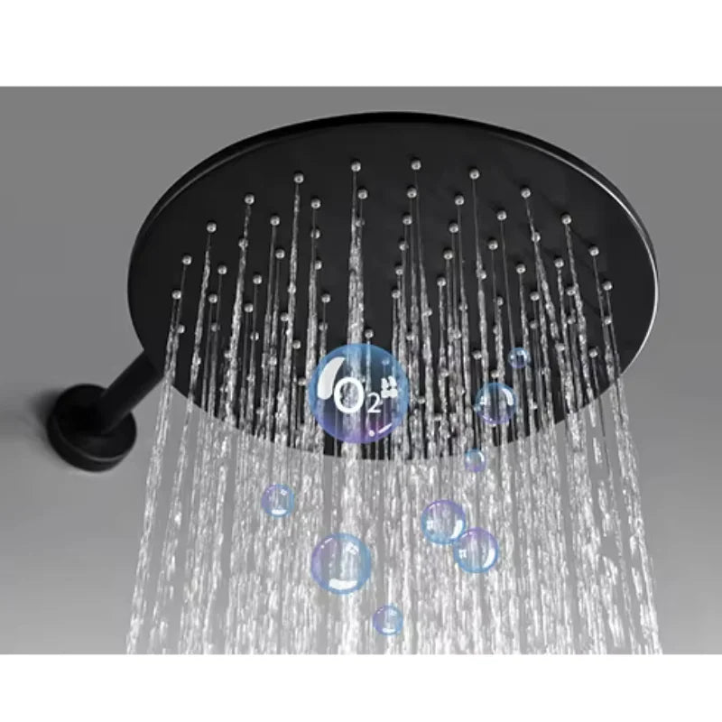 Vue latérale de la colonne de douche encastrée noire