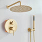 Colonne de douche or brossé avec pomme pluie large et douchette