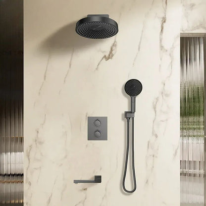 Détail de la finition dorée sur le mitigeur thermostatique