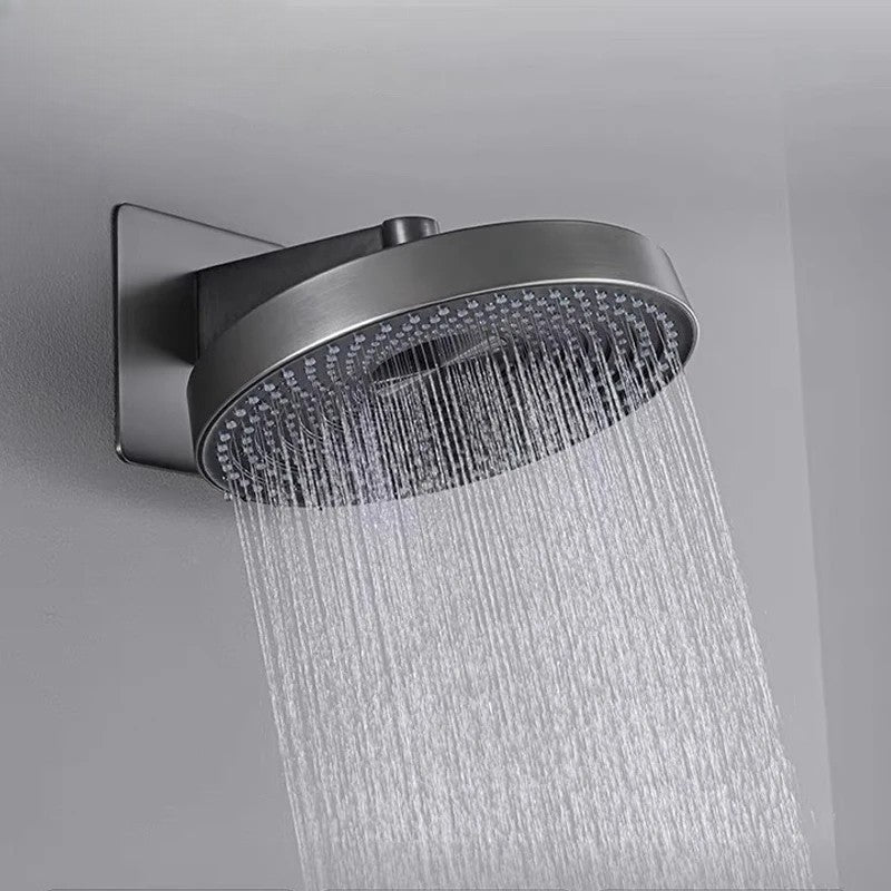 Vue de face de la colonne de douche encastrable avec tête pluie