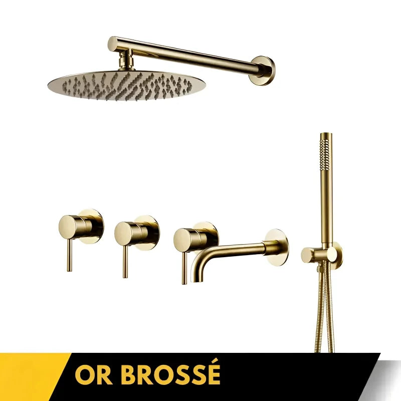 Détail du système de fixation de la colonne de douche encastrée