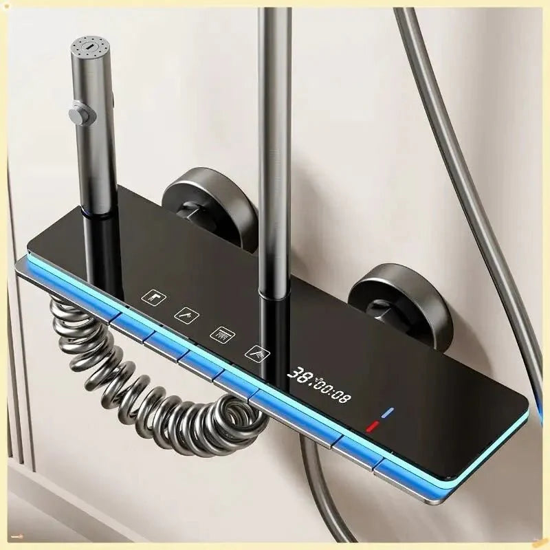 Détail du pommeau de douche avec jets réglables