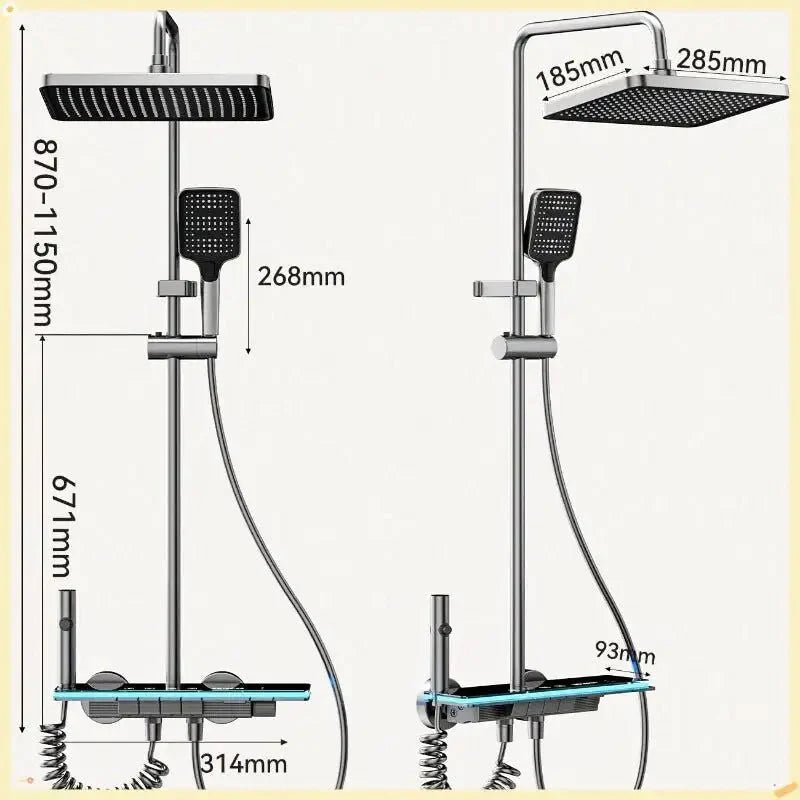 Vue latérale de la colonne de douche élégante