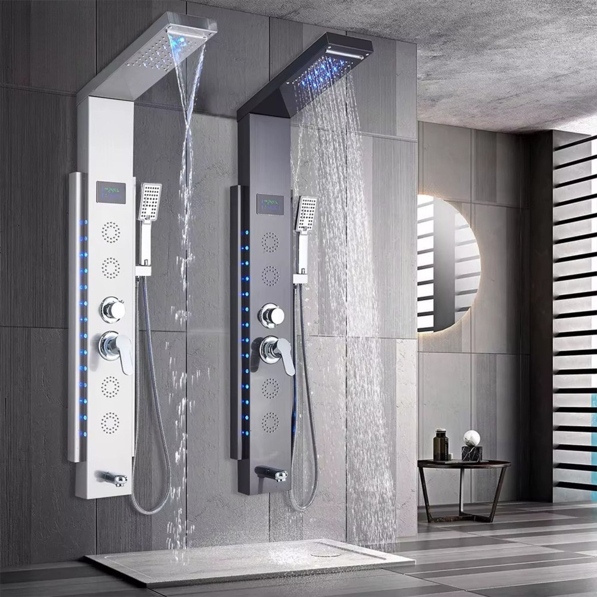 Jets latéraux pour massage du dos et des épaules