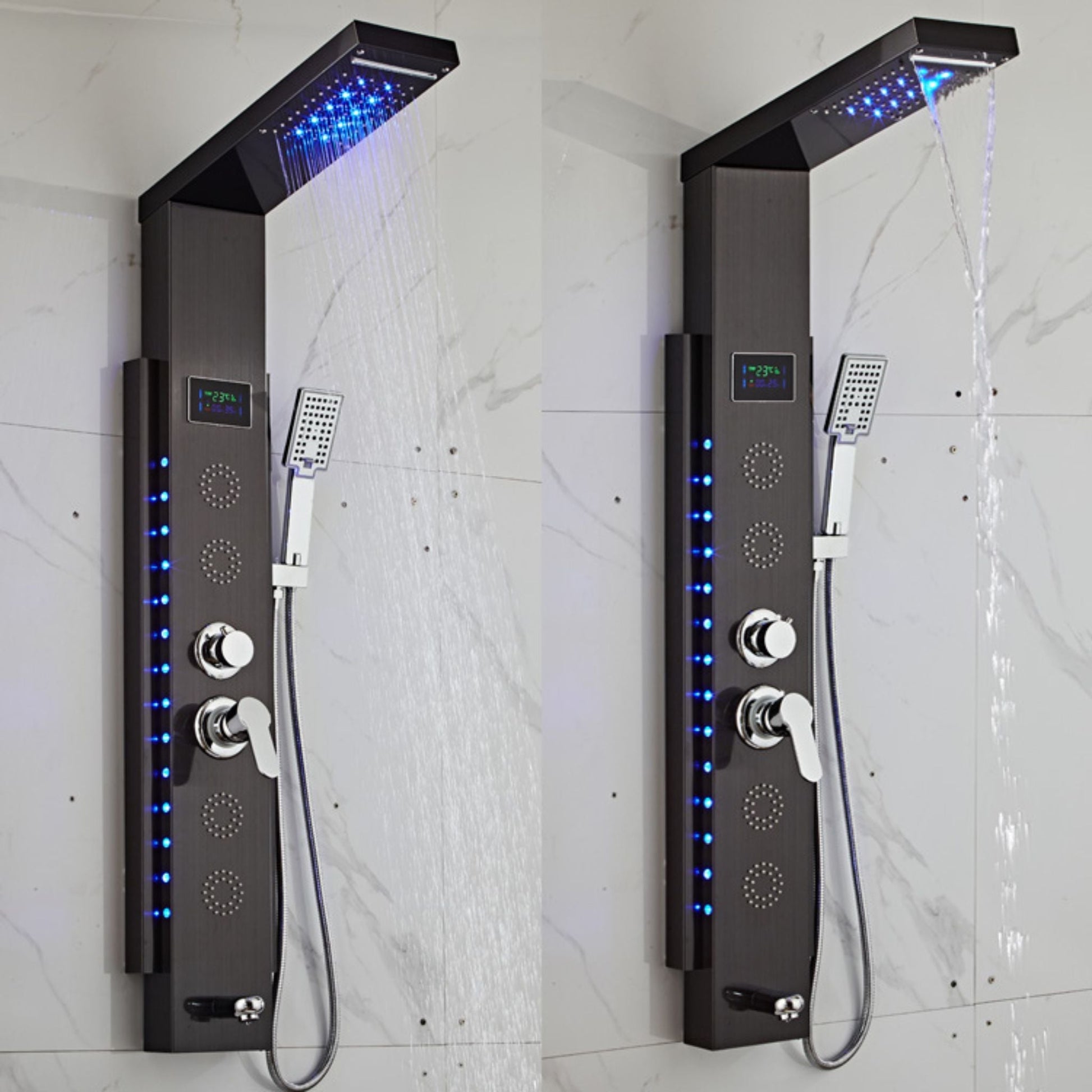 Installation murale standard de la colonne de douche hydromassante