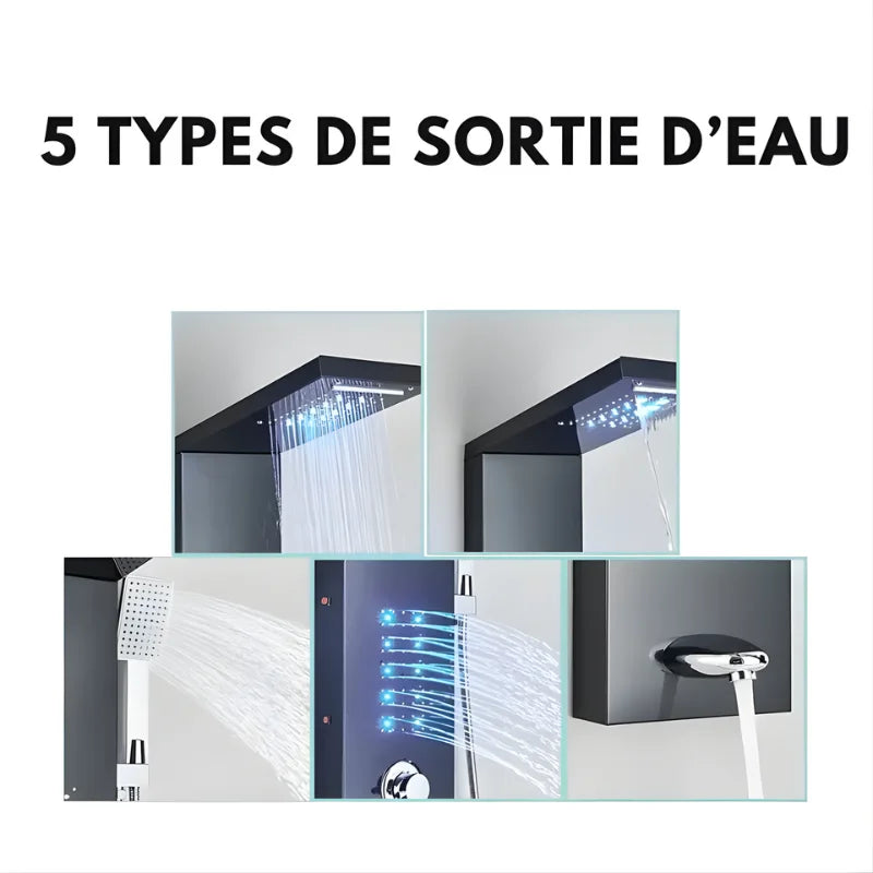 Panneau de contrôle tactile sur colonne de douche hydromassante