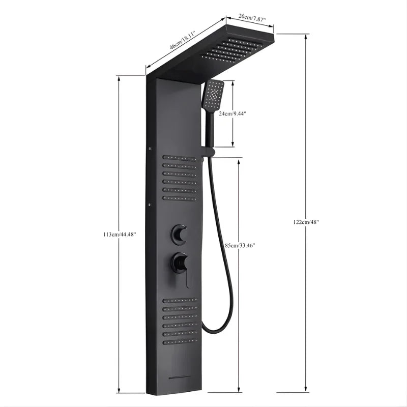 Colonne de douche en acier inoxydable avec jets et LED