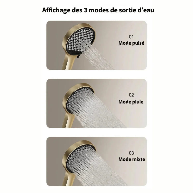 Détail des buses hydromassantes sur la colonne de douche