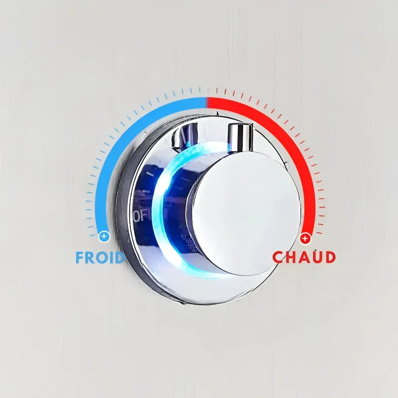 Colonne de douche avec panneau de contrôle intuitif et design élégant
