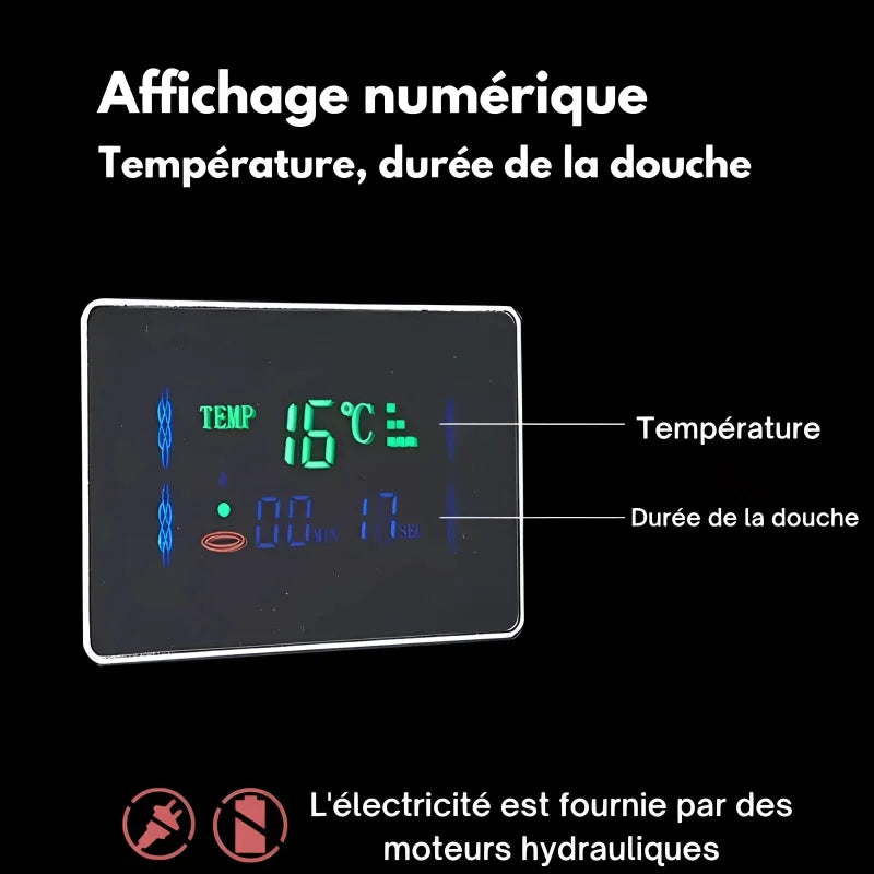 Détail des finitions métalliques anti-rouille de la colonne de douche