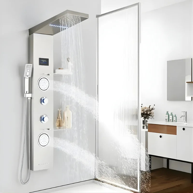 Vue d'ensemble de la colonne de douche avec design contemporain