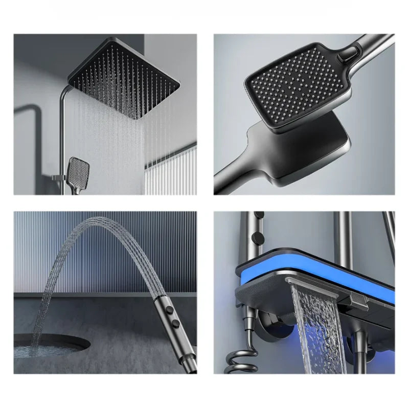 Vue d'ensemble de la colonne de douche dans une salle de bain