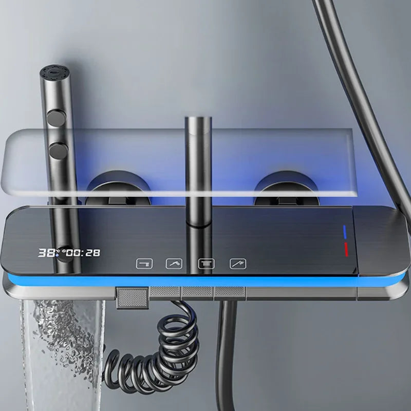 Système de fixation de la colonne de douche sur carrelage