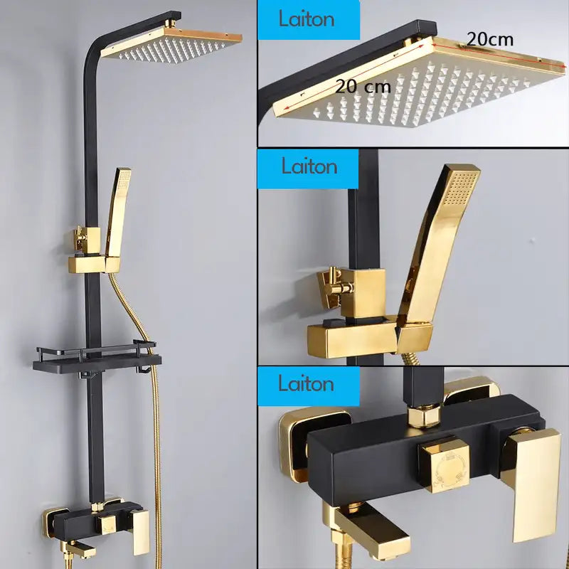 Colonne de douche avec trois types de jets, design épuré