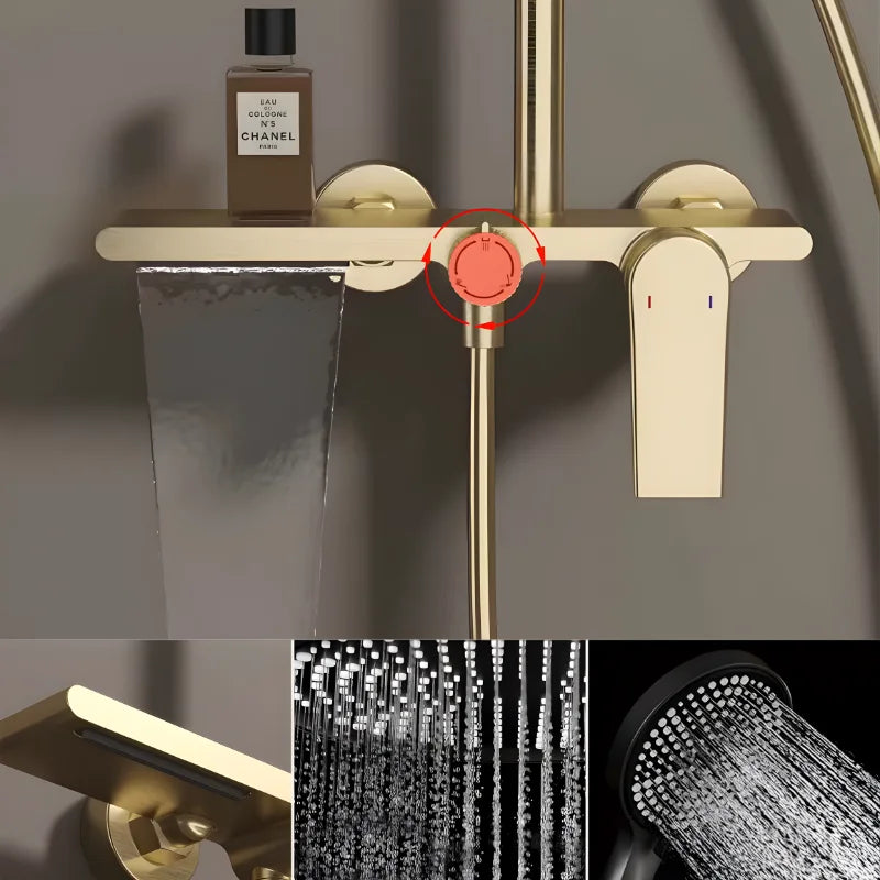 Vue en perspective de la colonne de douche installée