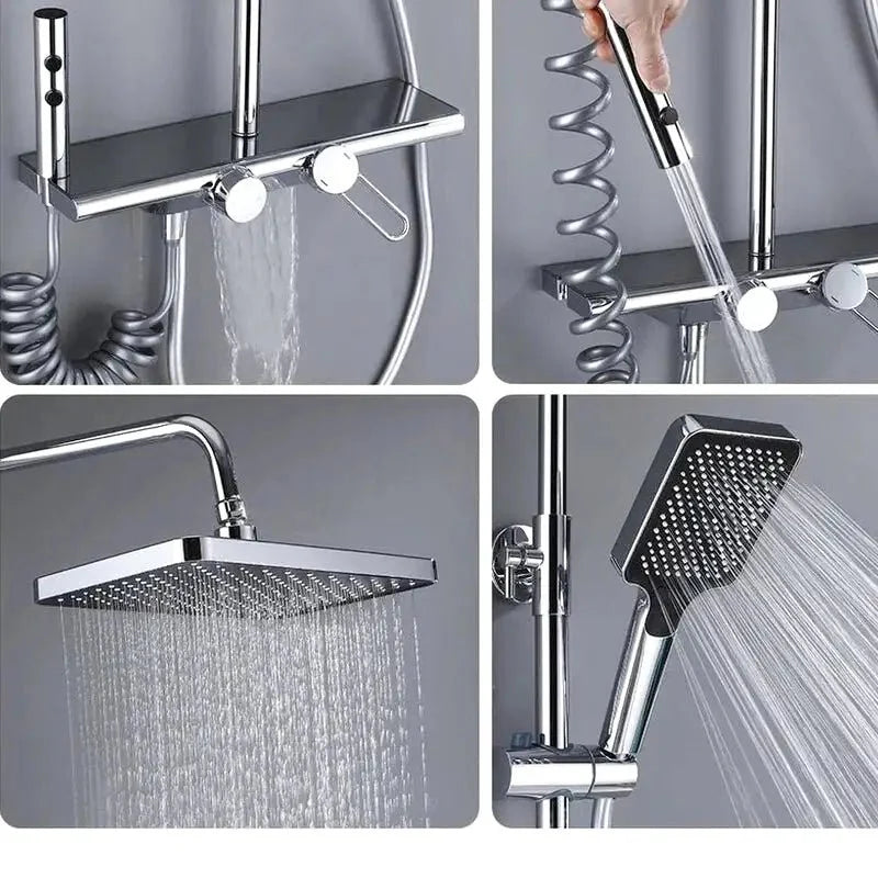 Colonne de Douche Thermostatique colonne douche thermostatique acier vue de face