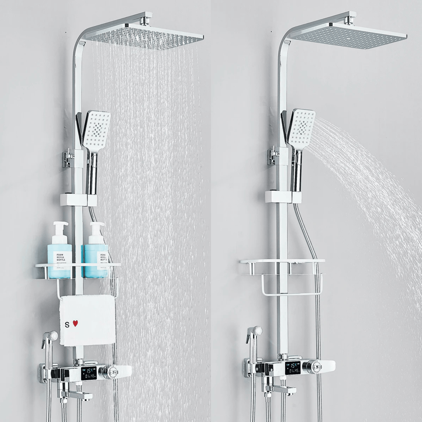 Pommeau de douche large pour effet pluie relaxant