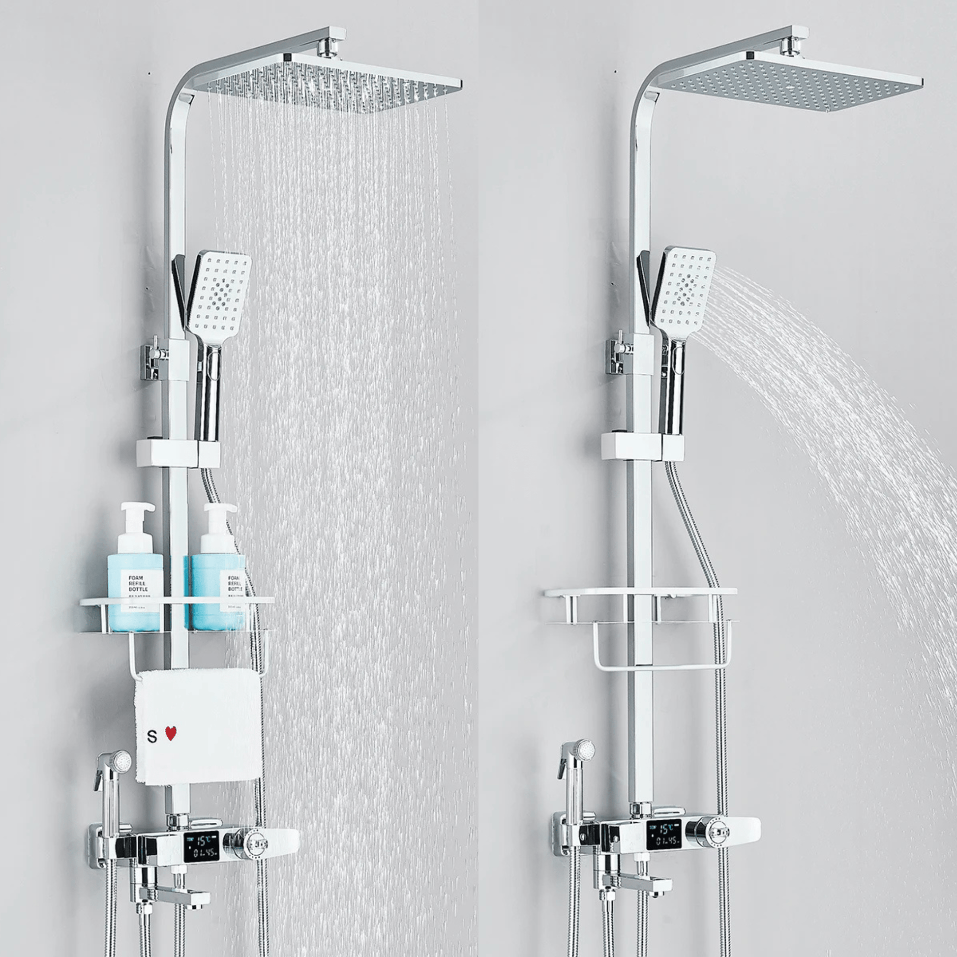 Pommeau de douche large pour effet pluie relaxant