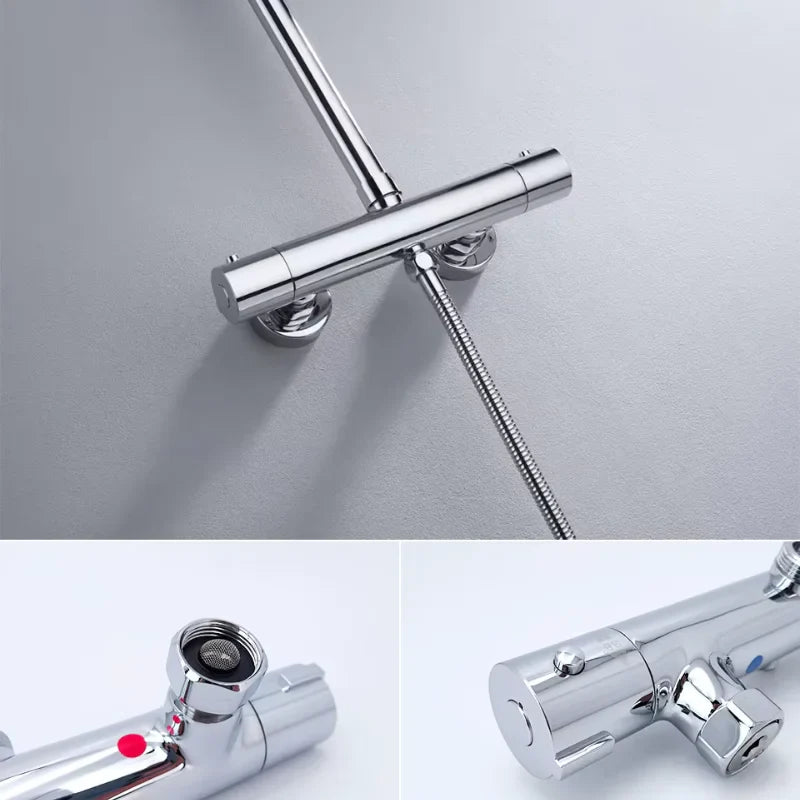 Détail de la tête de douche en finition chrome