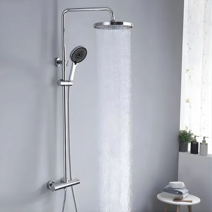 Vue frontale de la colonne de douche avec mitigeur rond