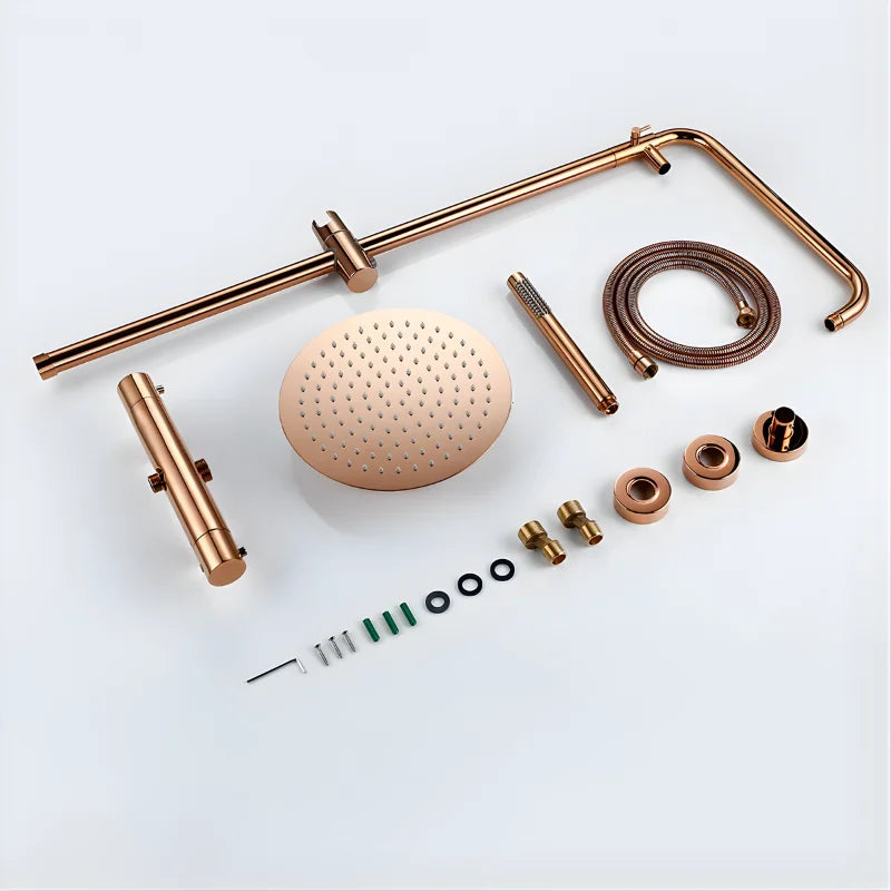 Colonne de Douche Thermostatique colonne douche thermostatique rose vue de face